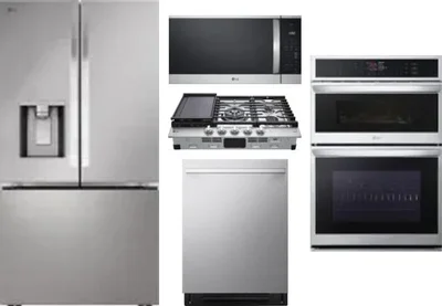 5 Piece Package Includes Refrigerator, Cooktop, Wall Oven, Microwave And Dishwasher