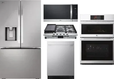 5 Piece Package Includes Refrigerator, Cooktop, Wall Oven, Microwave And Dishwasher