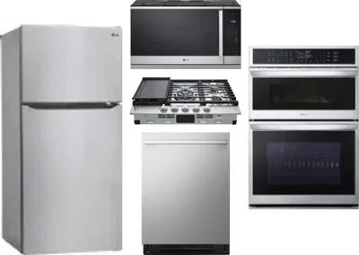 5 Piece Package Includes Refrigerator, Cooktop, Wall Oven, Microwave And Dishwasher