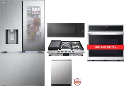 5 Piece Package Includes Refrigerator, Cooktop, Wall Oven, Microwave And Dishwasher