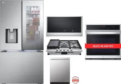 5 Piece Package Includes Refrigerator, Cooktop, Wall Oven, Microwave And Dishwasher