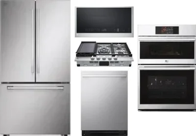 5 Piece Package Includes Refrigerator, Cooktop, Wall Oven, Microwave And Dishwasher