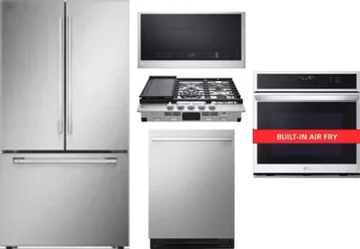 5 Piece Package Includes Refrigerator, Cooktop, Wall Oven, Microwave And Dishwasher
