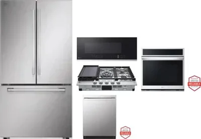 5 Piece Package Includes Refrigerator, Cooktop, Wall Oven, Microwave And Dishwasher