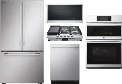 5 Piece Package Includes Refrigerator, Cooktop, Wall Oven, Microwave And Dishwasher