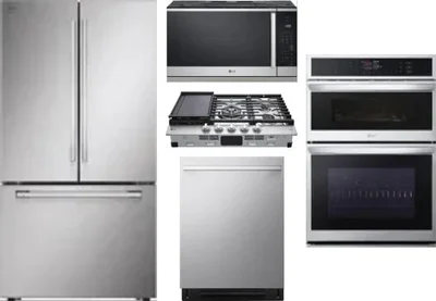 5 Piece Package Includes Refrigerator, Cooktop, Wall Oven, Microwave And Dishwasher