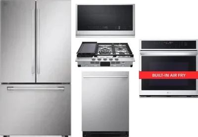 5 Piece Package Includes Refrigerator, Cooktop, Wall Oven, Microwave And Dishwasher