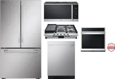 5 Piece Package Includes Refrigerator, Cooktop, Wall Oven, Microwave And Dishwasher
