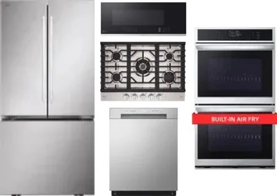 5 Piece Package Includes Refrigerator, Cooktop, Wall Oven, Microwave And Dishwasher