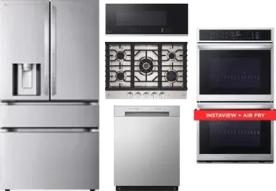 5 Piece Package Includes Refrigerator, Cooktop, Wall Oven, Microwave And Dishwasher