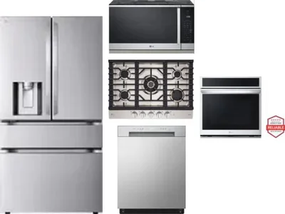 5 Piece Package Includes Refrigerator, Cooktop, Wall Oven, Microwave And Dishwasher