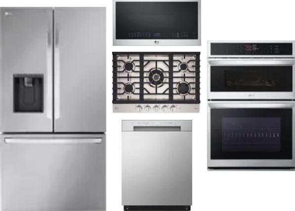 5 Piece Package Includes Refrigerator, Cooktop, Wall Oven, Microwave And Dishwasher