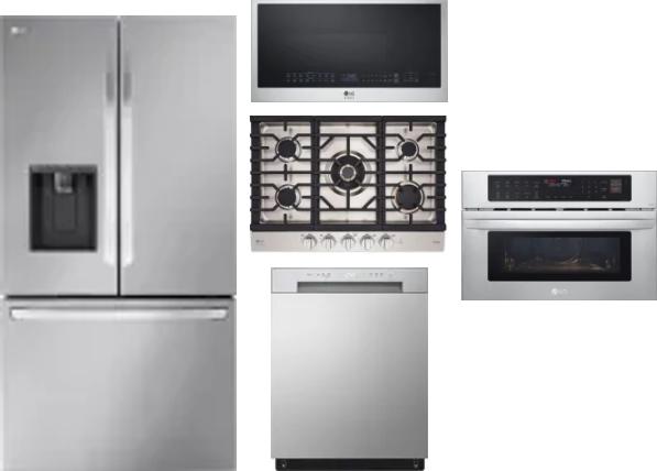 5 Piece Package Includes Refrigerator, Cooktop, Wall Oven, Microwave And Dishwasher