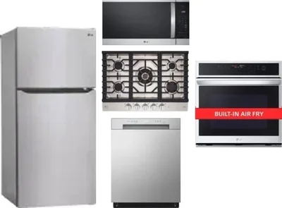 5 Piece Package Includes Refrigerator, Cooktop, Wall Oven, Microwave And Dishwasher