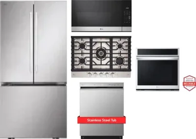 5 Piece Package Includes Refrigerator, Cooktop, Wall Oven, Microwave And Dishwasher