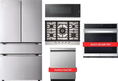 5 Piece Package Includes Refrigerator, Cooktop, Wall Oven, Microwave And Dishwasher