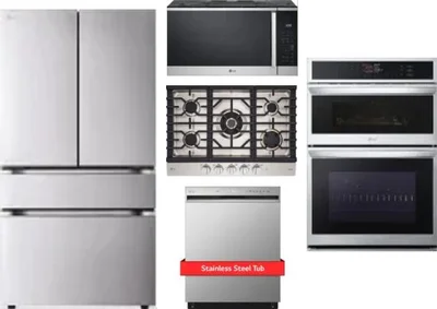 5 Piece Package Includes Refrigerator, Cooktop, Wall Oven, Microwave And Dishwasher