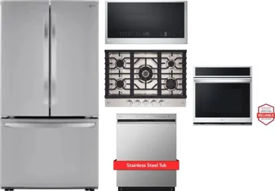 5 Piece Package Includes Refrigerator, Cooktop, Wall Oven, Microwave And Dishwasher