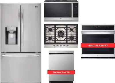 5 Piece Package Includes Refrigerator, Cooktop, Wall Oven, Microwave And Dishwasher