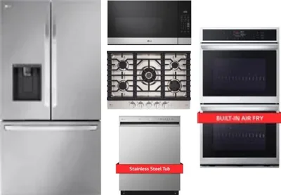 5 Piece Package Includes Refrigerator, Cooktop, Wall Oven, Microwave And Dishwasher