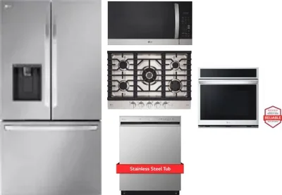 5 Piece Package Includes Refrigerator, Cooktop, Wall Oven, Microwave And Dishwasher