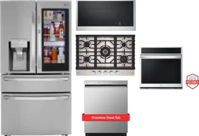 5 Piece Package Includes Refrigerator, Cooktop, Wall Oven, Microwave And Dishwasher