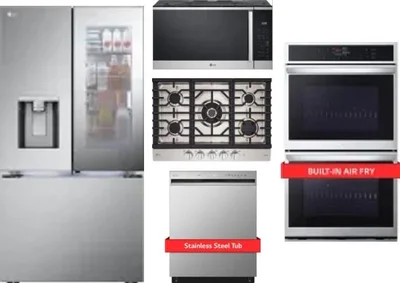 5 Piece Package Includes Refrigerator, Cooktop, Wall Oven, Microwave And Dishwasher