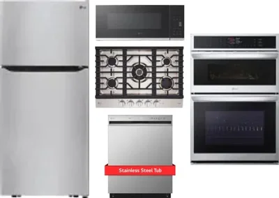 5 Piece Package Includes Refrigerator, Cooktop, Wall Oven, Microwave And Dishwasher