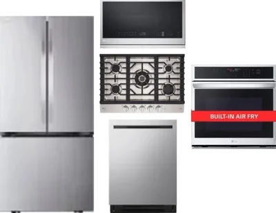 5 Piece Package Includes Refrigerator, Cooktop, Wall Oven, Microwave And Dishwasher
