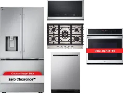 5 Piece Package Includes Refrigerator, Cooktop, Wall Oven, Microwave And Dishwasher