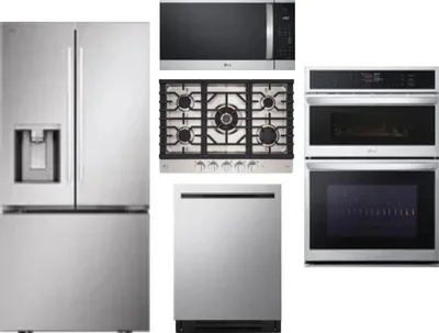 5 Piece Package Includes Refrigerator, Cooktop, Wall Oven, Microwave And Dishwasher