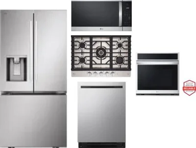 5 Piece Package Includes Refrigerator, Cooktop, Wall Oven, Microwave And Dishwasher