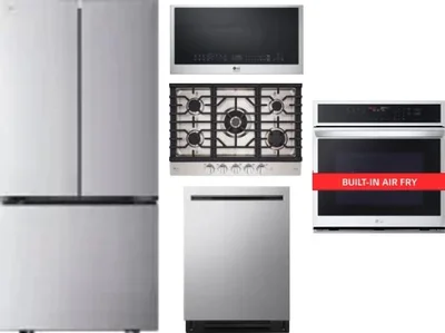 5 Piece Package Includes Refrigerator, Cooktop, Wall Oven, Microwave And Dishwasher