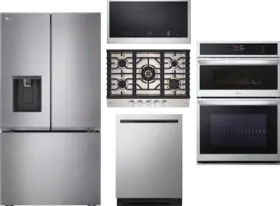 5 Piece Package Includes Refrigerator, Cooktop, Wall Oven, Microwave And Dishwasher