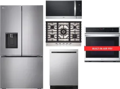 5 Piece Package Includes Refrigerator, Cooktop, Wall Oven, Microwave And Dishwasher