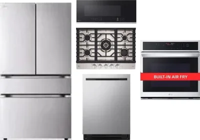 5 Piece Package Includes Refrigerator, Cooktop, Wall Oven, Microwave And Dishwasher