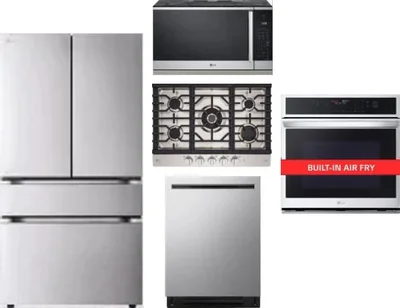 5 Piece Package Includes Refrigerator, Cooktop, Wall Oven, Microwave And Dishwasher