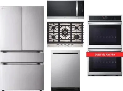 5 Piece Package Includes Refrigerator, Cooktop, Wall Oven, Microwave And Dishwasher