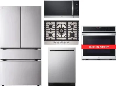 5 Piece Package Includes Refrigerator, Cooktop, Wall Oven, Microwave And Dishwasher
