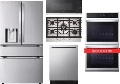 5 Piece Package Includes Refrigerator, Cooktop, Wall Oven, Microwave And Dishwasher