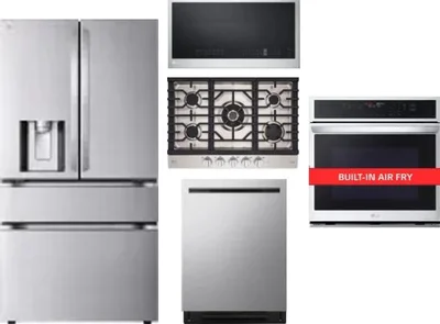 5 Piece Package Includes Refrigerator, Cooktop, Wall Oven, Microwave And Dishwasher