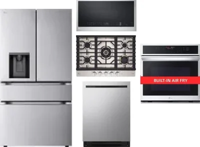 5 Piece Package Includes Refrigerator, Cooktop, Wall Oven, Microwave And Dishwasher