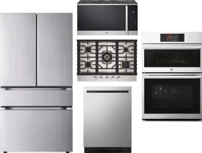 5 Piece Package Includes Refrigerator, Cooktop, Wall Oven, Microwave And Dishwasher