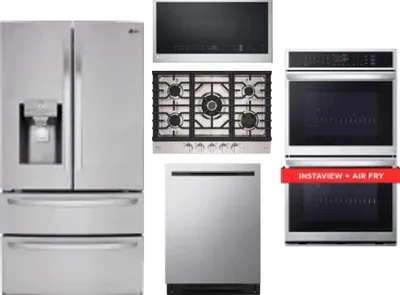 5 Piece Package Includes Refrigerator, Cooktop, Wall Oven, Microwave And Dishwasher