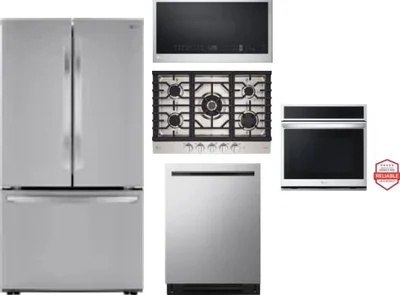 5 Piece Package Includes Refrigerator, Cooktop, Wall Oven, Microwave And Dishwasher