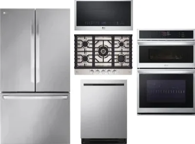 5 Piece Package Includes Refrigerator, Cooktop, Wall Oven, Microwave And Dishwasher