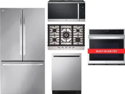 5 Piece Package Includes Refrigerator, Cooktop, Wall Oven, Microwave And Dishwasher