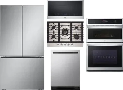 5 Piece Package Includes Refrigerator, Cooktop, Wall Oven, Microwave And Dishwasher