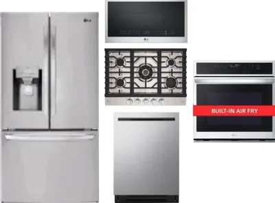 5 Piece Package Includes Refrigerator, Cooktop, Wall Oven, Microwave And Dishwasher
