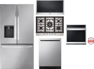5 Piece Package Includes Refrigerator, Cooktop, Wall Oven, Microwave And Dishwasher